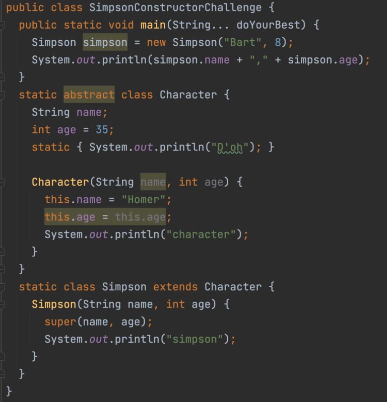 Javaserver Simpson Simpson Inheritance Constructor Java Challenge