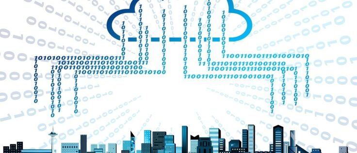Data being stored in the cloud with database replica and database sharding.